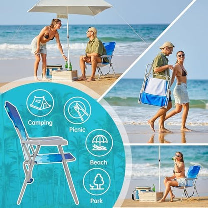 #WEJOY Folding Beach Chairs for Adults, High Back Lightweight for Camp Lawn