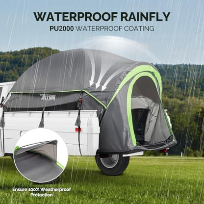 TUFFIOM 5.5-6ft Truck Tent 2.0, Pickup Truck Bed Tent with Waterproof PU3000mm and Double Layer for 2-3 People Camping, Easy Set Up, Portable for Truck Camper