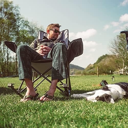 SUNNYFEEL Oversized Folding Rocking Camping Chair for Adults, 500lbs Grey