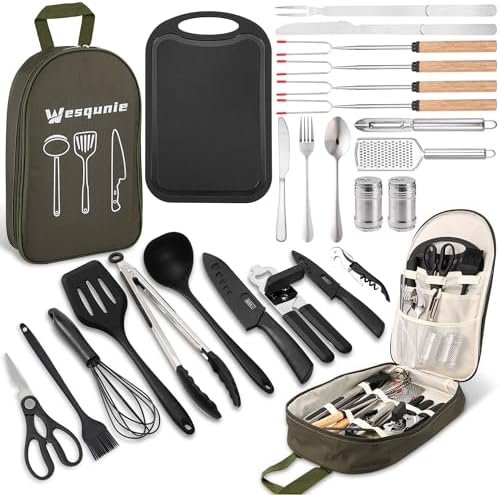 Wesqunie Silicone Cooking Utensils Set, Cookware Set for Outdoor Camping