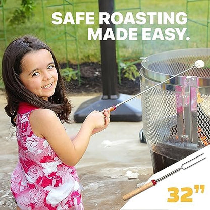 Grill Guru Smores Sticks for Fire Pit - Accessories for Campfire Marshmallow Roasting Sticks Smores Kit Outdoor-Smore Skewers Hot Dog Fork For Outside, Camping Essentials Bonfire Gear Long 32" 20 Pack