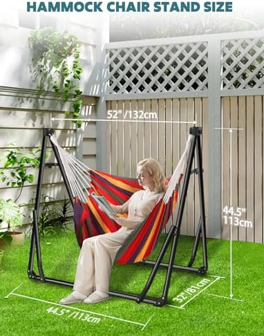 ANYOO 2-in-1 Hammock & Chair Stand with Collapsible Steel Frame & Carry Bag