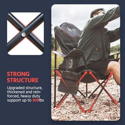 OUTSIDER Heavy Duty Folding Camping Chairs with Cooler,2pc