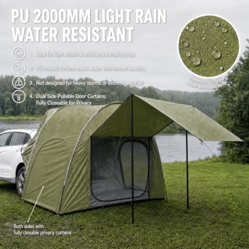 SUV Tailgate Tent Universal 2-3 Person Water-Resistant Easy Setup Camping