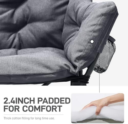 EVER ADVANCED Extra Large Double Camping Chair for Adults, Family Size Padded Folding Camping Love Seat Bench with Side Pocket Portable Camping Couch, Two Person Heavy Duty Folding Outdoor Chair