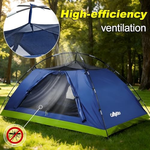 Camping Tent, 1-2 Person Tent, Lightweight Waterproof Backpacking Tent, 5-Minute Setup Outdoor Tent with Carry Bag, Ideal for Camping Hiking