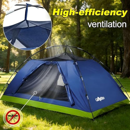 Camping Tent, 1-2 Person Tent, Lightweight Waterproof Backpacking Tent, 5-Minute Setup Outdoor Tent with Carry Bag, Ideal for Camping Hiking