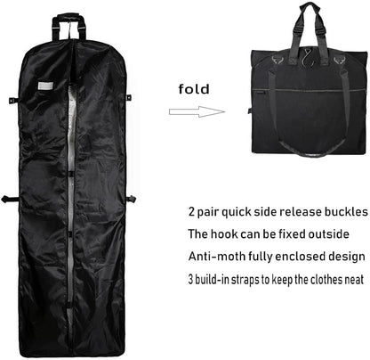 66" Versatile Travelling bags Wedding Dress Travel Garment Bag Tri-Fold Gown Length w/Hanging Hook Extra Pocket