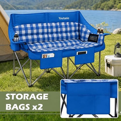 Youtanic 60" Extra Double Camping Chair for Adults, 700lbs Padded Loveseat