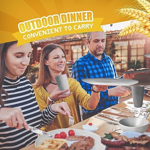 Teivio 32-Piece Kitchen Plastic Wheat Straw Dinnerware Sets, Service for 8, Dinner Plates, Dessert Plate, Cereal Bowls,Cups, Unbreakable Plastic Colorful Outdoor Camping Dishes, Irregular Gray Ombre