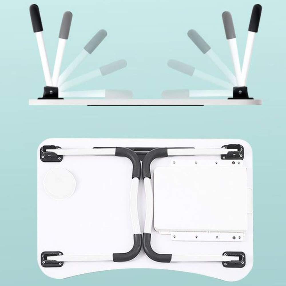 23.6'' Ergonomic Lap Desk with Storage Drawer & Cup Holder, Foldable Laptop Bed Table for Home Office, Gaming, Writing, Breakfast - Lightweight, Portable, Fits 18'' Laptops (White)