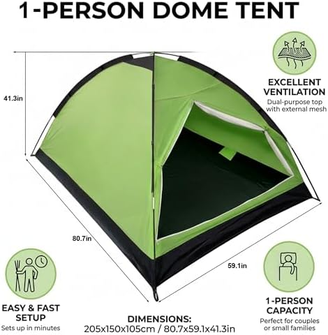 XL Camping Tent 1/2 Person Small Tents Lightweight Waterproof Adult