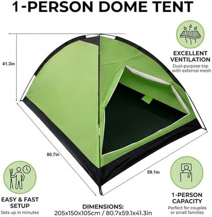 XL Camping Tent 1/2 Person Small Tents Lightweight Waterproof Adult