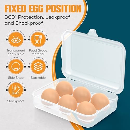 ZPU Egg Holder Camping, 2Pcs 6 Grid Egg Container, Plastic Egg Carrier for Camping Picnic Travel Outdoor Refrigerator Kitchen, Protective Egg Storage Case, Blue