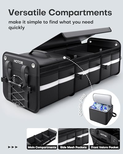 HOTOR Trunk Organizer - Car Organizer and Storage with Cooler Bag for SUV