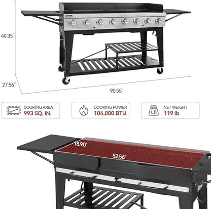 Royal Gourmet 8-Burner Gas Grill, 104,000 BTUs Liquid Propane Grill