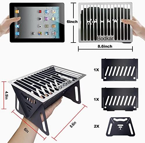 Bodkar Charcoal Grill, Portable BBQ Smoker - Lightweight Tabletop Outdoor Grill for Camping, Picnics, Garden, Beach Parties - 6"*4.6"*4.9