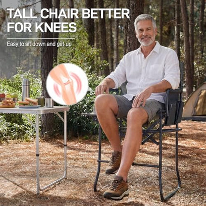 EVER ADVANCED Portable 30.7" Seat Height Tall Camping Directors Chair