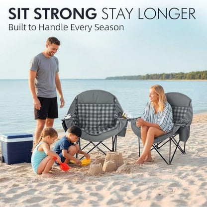 Oversized Camping Chair for Adults 2 Pack - Heavy Duty Outdoor Padded Chair