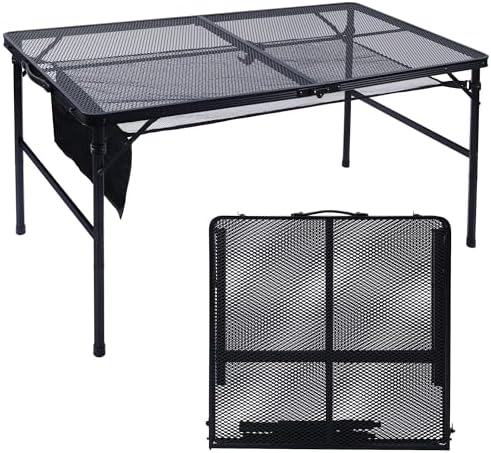 JOUYEK Folding Grill Table, 4x2 FT Portable Camping Height Adjustable Table
