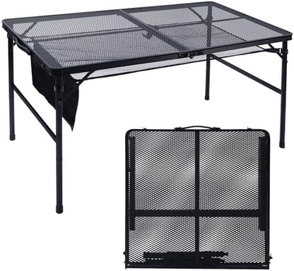 JOUYEK Folding Grill Table, 4x2 FT Portable Camping Height Adjustable Table