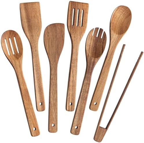 Eisinly 7-Piece Wooden Cooking Spoons, Premium Wood Utensil Set