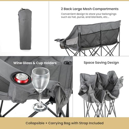 ARROWHEAD OUTDOOR Portable Folding Double Duo Camping Chair Loveseat