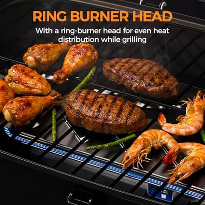 MASTER COOK 10,000 BTU Portable Gas Grill, Tabletop Small Propane Grill with Foldable Legs, Outdoor Compact BBQ for RV, Hiking, Camping, Patio, Tailgate