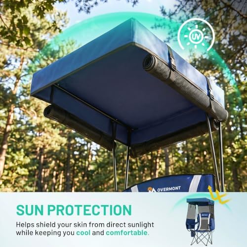 Overmont Camping Chair with Canopy - Folding Chair with Adjustable Sunshade