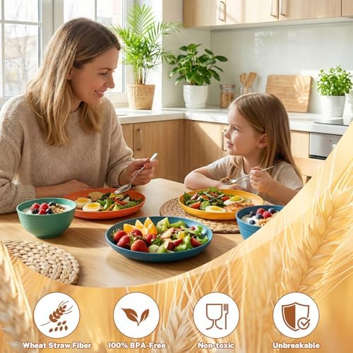 Wheat Straw Dinnerware Sets for 8, 32Piece Dishes Set for 8- Multi