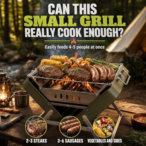 Ranger Plus Portable Charcoal Grill, Large Folding Camping BBQ