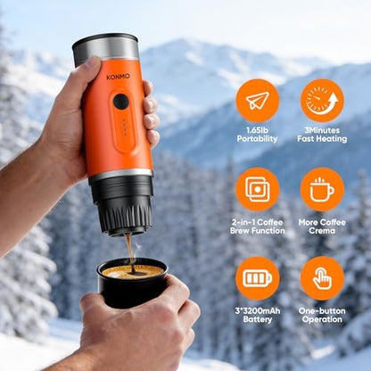 Portable Espresso Machine for Travel, Self-Heating Coffee Maker