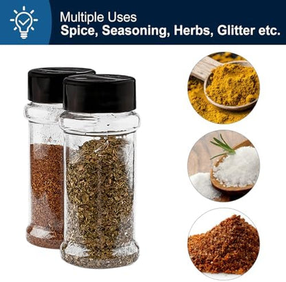 TUZAZO 3 Oz Small Spice Jars Plastic Seasoning Containers, 6 Pcs