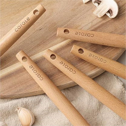 CAROTE Silicone Cooking Utensils Set, Kitchen Utensils Set 10 Pcs for cooking, BPA Free Spatula Set with Heat Resistant Wood Handles for Nonstick Cookware (Cream White) (Pack of 2)
