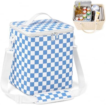 Insulated Cooler Organizer Insert Compatible with XL Bogg Bag,2-in-1 Dry-Wet Separate Tote Insert Leakproof Cooler&Mesh Storage Bag,Bogg Bag Accessories for Beach,Camping