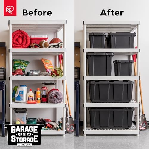 IRIS USA 6-Pack 5 Gal Heavy Duty Lockable Storage Totes with lids, Black