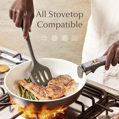 CAROTE 21pcs Ceramic Cookware Set, Pots and Pans Set with Detachable Handle