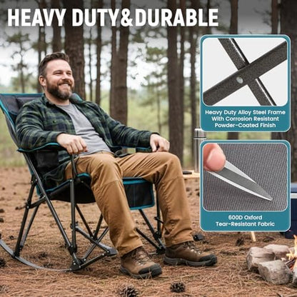 FUNDANGO Rocking Camping Chair for Adults, 2 Pack Portable Camp Chairs