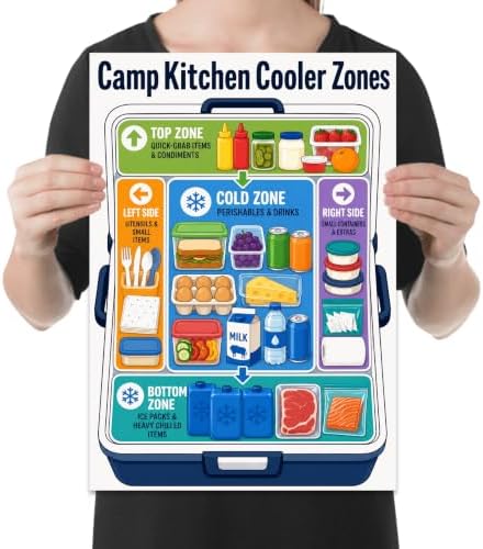 Camp Kitchen Cooler Zones Poster - Outdoor Cooking Guide - 13x19