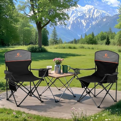 LET'S CAMP Camping Chair 2 Pack Folding Chair with 4-Can Cooler Bag