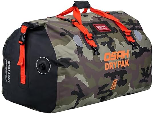Waterproof Duffel& Luggage Bag - Motorcycle Dry Bag Tail Saddle Bags with Roll Top Closure,Large Storage Space,for Camping, Kayaking, Fishing & Traveling(Jungle, 60L)