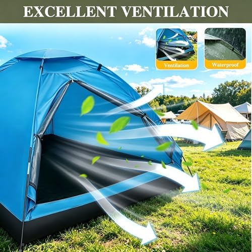 1-2 Person Camping Tent, Easy Manual Setup Dome Tent, Waterproof Windproof Lightweight Backpacking Tent with Breathable Mesh for Hiking, Outdoor Travel & Beach
