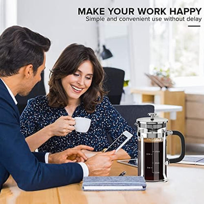 QUQIYSO French Press Coffee Maker 21oz,Borosilicate Glass Coffee Press
