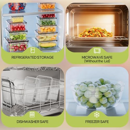 62 PCS Large Food Storage Containers with Lids Airtight Reusable Plastic