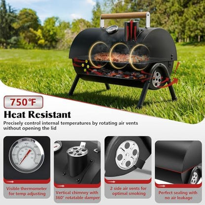 HaSteeL Portable Charcoal Grill for Outdoor Barbecue, Small for 1-3 People