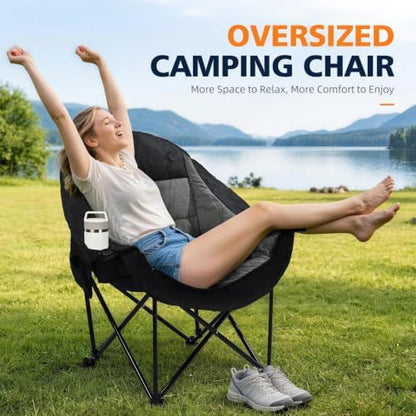 Oversized Camping Chair - Heavy Duty Padded Lawn Chair for Adults
