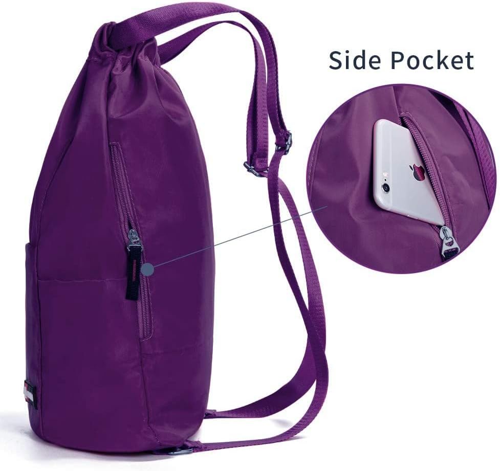 ZOORON Waterproof Drawstring Gym Backpack Bag for Men & Women, Sport Gym Sack Mini Travel Daypack