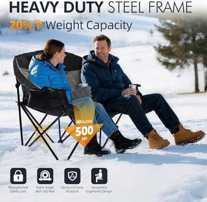 Heated Double Camping Chair - Heated Loveseat Padded Chairs for 2 Person