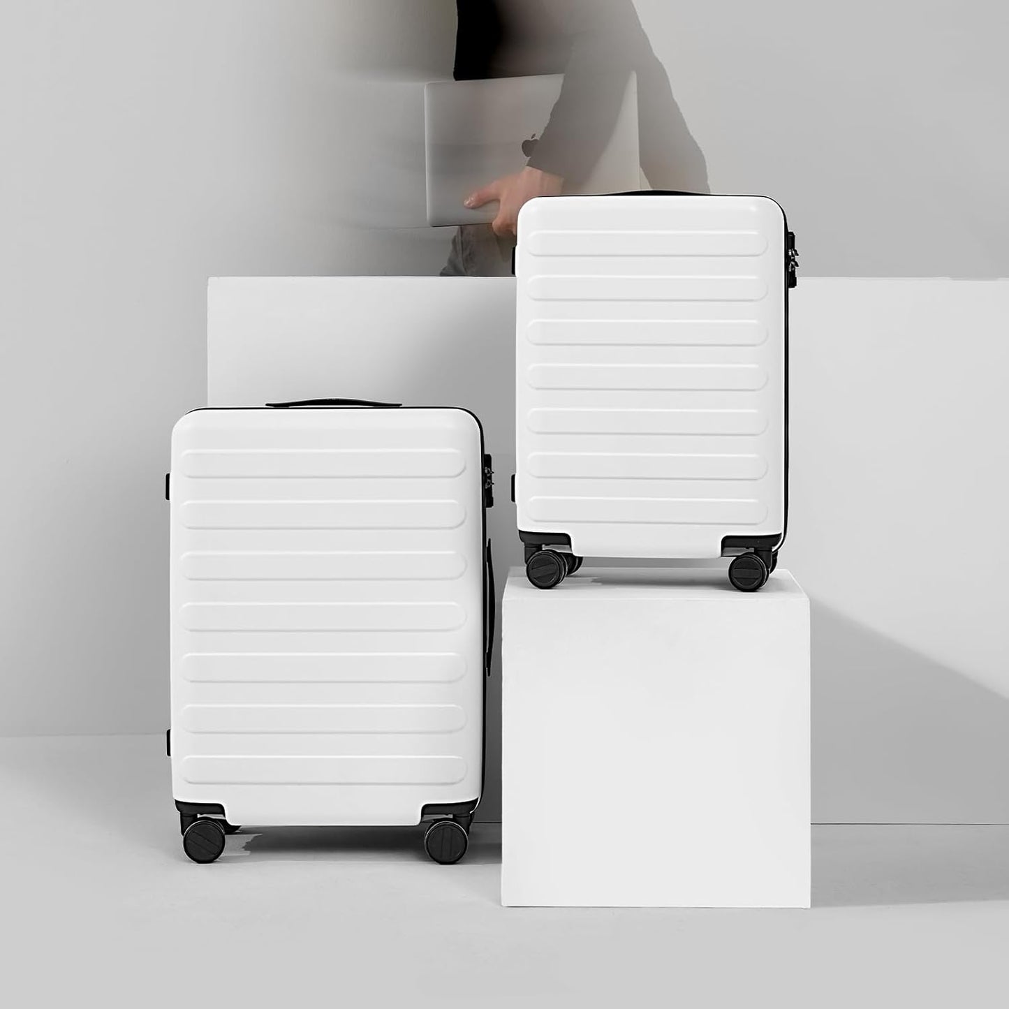 Carry on Luggage 22 X 14 X 9 Airline Approved, 20 Inch Luggage for 3-5 Days Travel, Double Spinner Wheels, 100% Hardshell PC, TSA Lock (05-Lily White (Basic), Carry-On 20-Inch)