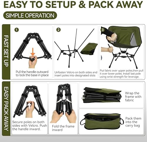 MARCHWAY Lightweight Folding Camping Chair, Portable, Compact and Sturdy